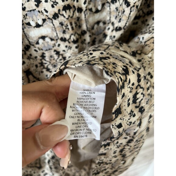 CYNTHIA ROWLEY White Grey Mix 100% Linen Summer Dress Size 4 Back Zip Lined VGC - Picture 5 of 9